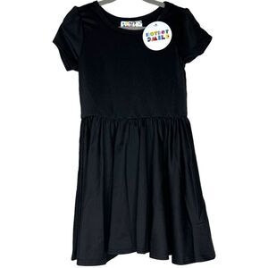 NEW Dot Dot Smile Solid Black Cap Sleeve Dress 2T